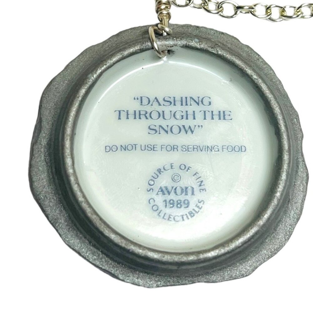 1989 Avon Dashing Through The Snow Broken China Necklace W Multifaceted Crystals - Picture 9 of 17